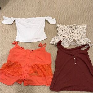 Lot 4 Tiny Tops including American Eagle Outfitters (2) Material Girl (1)S/XS